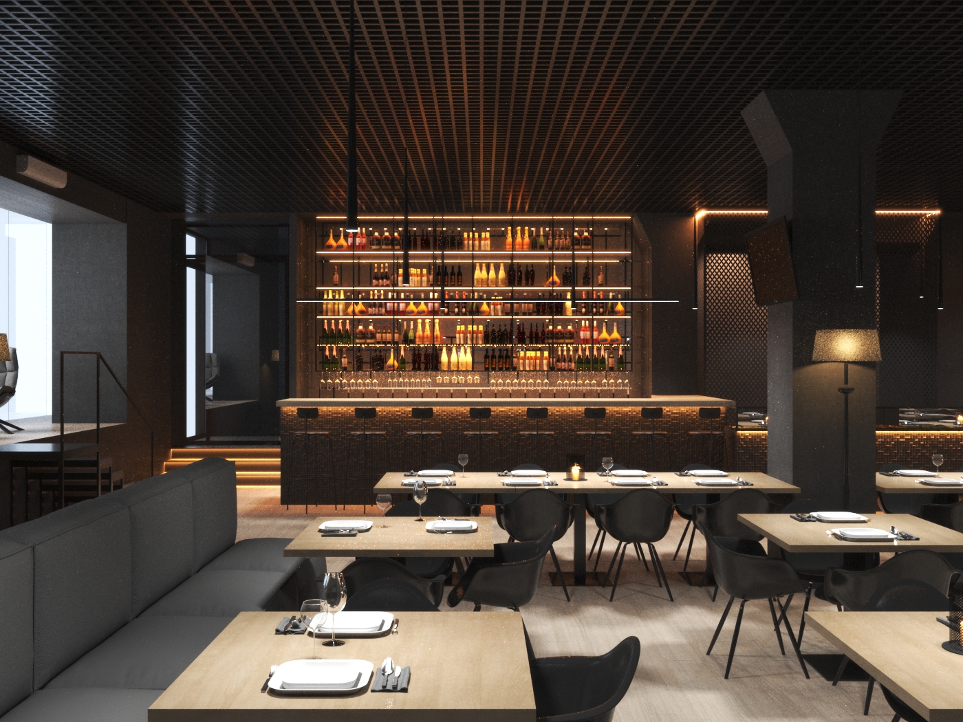 Main dining and bar area of New Bombay Palace.